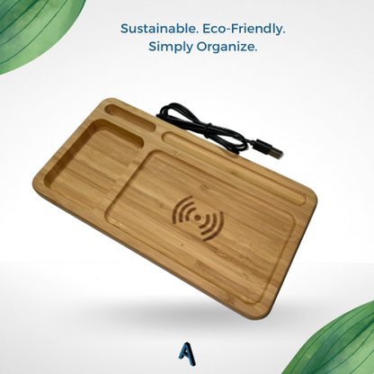 Ambitivity Bamboo Wireless Charging Organizer