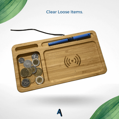 Ambitivity Bamboo Wireless Charging Organizer