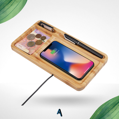 Ambitivity Bamboo Wireless Charging Organizer