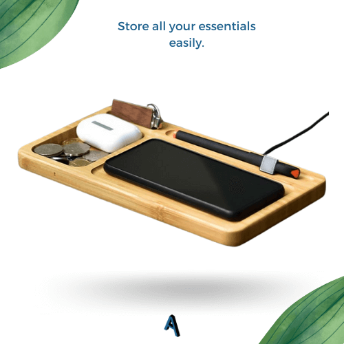 Ambitivity Bamboo Wireless Charging Organizer