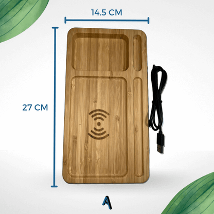 Ambitivity Bamboo Wireless Charging Organizer